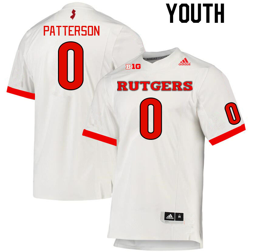 Youth #0 Max Patterson Rutgers Scarlet Knights College Football Jerseys Stitched Sale-White